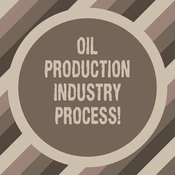 显示石油生产行业过程的书写说明。商业照片展示石油公司工业加工圈与边界两个 tone 圆形照片与空文本空间. — 图库照片