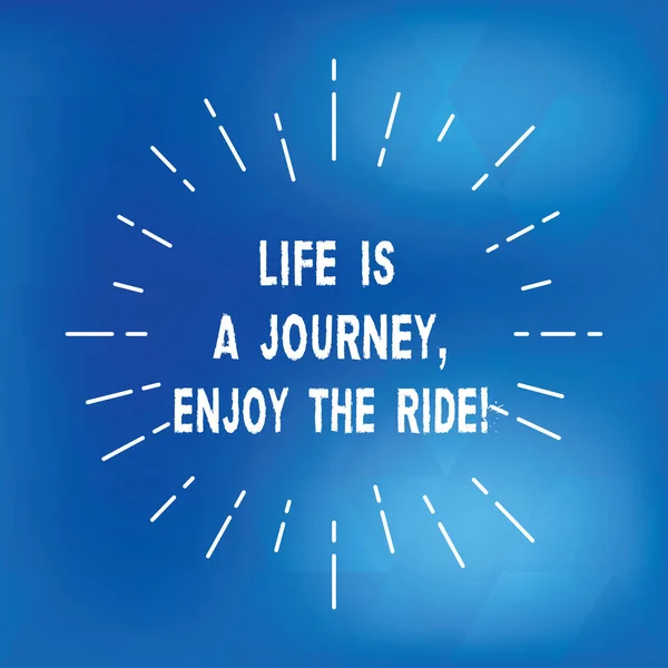 Signo de texto que muestra Life Is A Journey Enjoy The Ride. Foto conceptual Disfrutando de las cosas que suceden todos los días Líneas delgadas de haz Difundir el rayo de sol foto Radiación en movimiento . — Foto de Stock