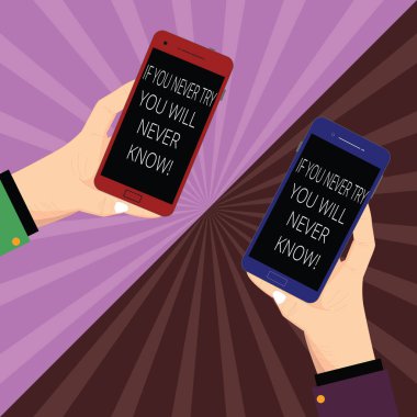 Sen asla deneyin olacak asla bilemezsin gösterilen Not yazma. İş fotoğraf çalışıyorum vitrine iki Hu analiz ellerini tutarak boş Smartphone Sunburst keşfetmek için en iyi yoldur.