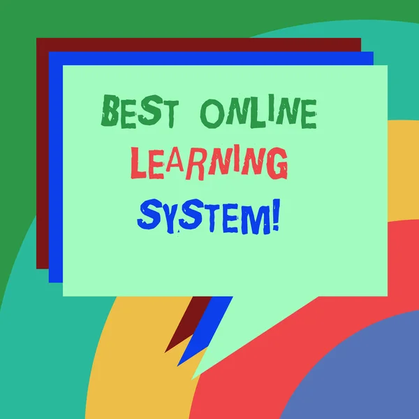 Conceptual hand writing showing Best Online Learning System. Business photo text Top high quality elearning techniques Stack of Speech Bubble Different Color Piled Text Balloon. — Stock Photo, Image