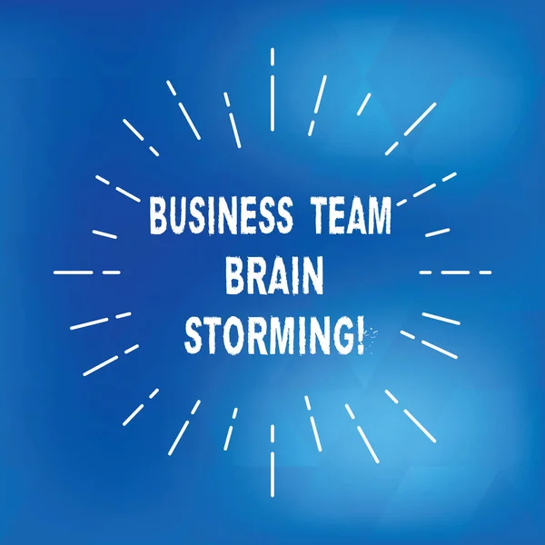 Text sign showing Business Team Brain Storming. Conceptual photo Team work corporate group working meeting Thin Beam Lines Spreading out Dash of Sunburst photo Radiating in Motion.