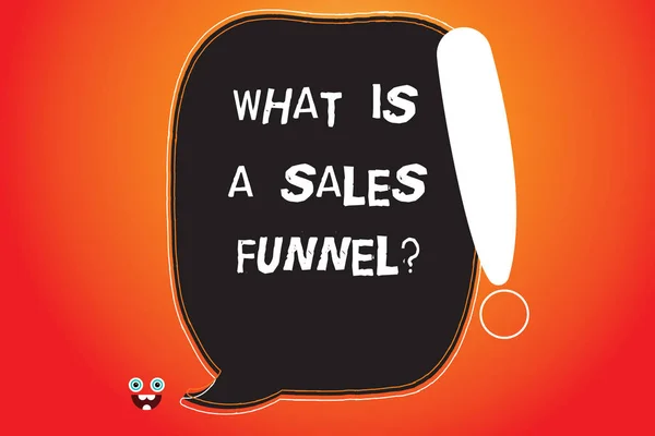 Handwriting text writing What Is A Sales Funnelquestion. Concept meaning Explain a marketing advertising method Blank Color Speech Bubble Outlined with Exclamation Point Monster Face icon.