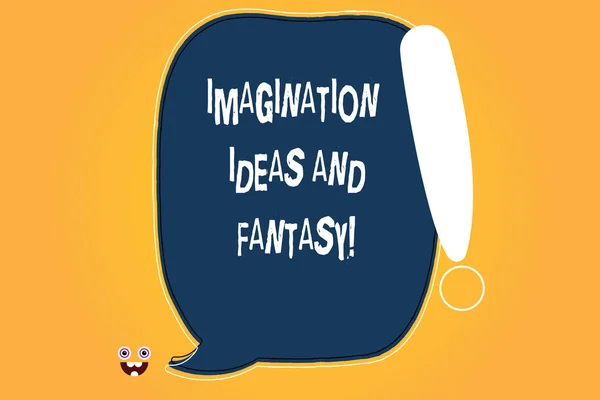Escritura a mano conceptual mostrando Ideas de Imaginación y Fantasía. Texto de la foto de negocios Creatividad pensamiento creativo inspirador Color en blanco Discurso Burbuja Delineado con punto de exclamación . — Foto de Stock