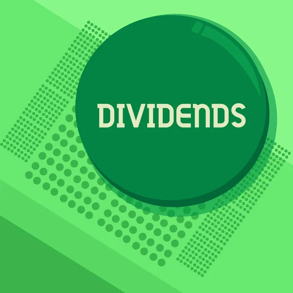 Handwriting text Dividends. Concept meaning sum of money paid regularly by company to shareholders out profits Circular Round Halftone Button Shining Reflecting Glossy with Shadow. — Stock Photo, Image