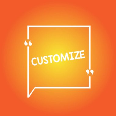 El yazısı metin Özelleştir. Kavram belirli tek tek görev uyacak bir şey değiştirmek anlamına gelir veya boş kare kenarlık anahat alıntı kabarcık tırnak işareti noktalama ile gösteren.