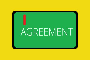 Word metin yazma anlaşması. İş kavramı uyum veya uygun görüş ya da duygu olarak olumlu Tablet Mobile Smartphone hücresel cihaz ekran kırmızı doğrusal bir düğme ile müzakere..