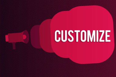 Word metin yazma Özelleştir. İş kavramı için takım elbise belirli görev veya genel duyuru konuşma balonu yapma megafon alır büyük gösteren ve daha yakın bir şey değiştirmek.