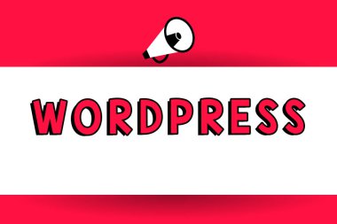 Word metin yazma Wordpress. Web sunucu megafon yüksek sesle el Amplify ses sistemi hoparlör ses yapma iş kavramı ücretsiz kaynak olabilir yazılım yayımlama için yüklü.
