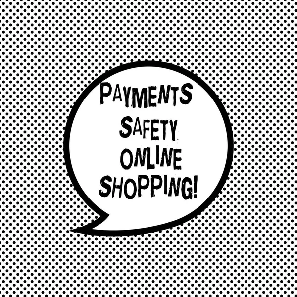 Handwriting text writing Payments Safety Online Shopping. Concept meaning Ecommerce security payment protection Blank Speech Bubble Sticker with Border Empty Text Balloon Dialogue Box.