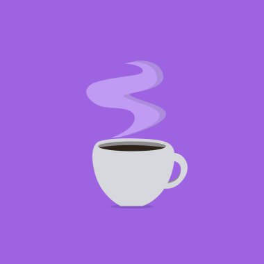 Düz tasarım iş vektör illüstrasyon kavramı boş şablon kopya alanı metin esp 3d izometrik Kupası kadar dolu kahve ya da çay sıcak buhar Buhar simgesi ve gölge ile izole reklam Web sitesi için