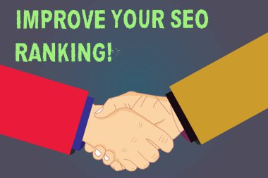 El yazısı metin Seo sıralamanızı artırmak. Anlamı daha iyi olsun kavramı arama motoru optimizasyonu Hu analiz sallayarak ellerde sözleşme tebrik jest işareti, saygı fotoğraf geliştirmek..