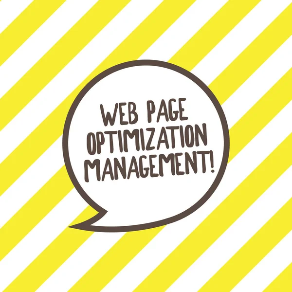 Kavramsal el Web sayfası optimizasyonu yönetimi gösterilen yazma. İş fotoğraf metin Web sitesi içerik pazarlama analysisaging sınır boş metin balon diyalog kutusu ile konuşma balonu. — Stok fotoğraf