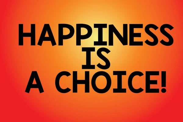 Text sign showing Happiness Is A Choice. Conceptual photo Stay happy all the time cheerful inspired motivated Blank Color Rectangular Shape with Round Light Beam Glowing in Center. — Stock Photo, Image