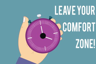 Kavramsal el bırak Your Comfort Zone gösterilen yazma. İş fotoğraf metin değişiklik yapma gelişmeye almak yeni fırsatlar Hu analiz el Holding Stop Watch Zamanlayıcı Start Stop butonu ile büyümek.