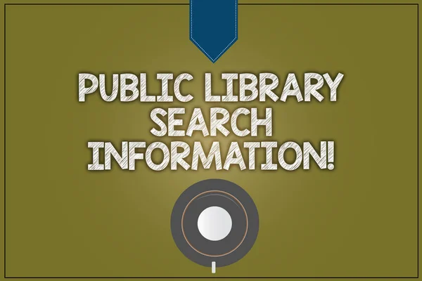 Κείμενο πινακίδα που δείχνει δημόσια βιβλιοθήκη αναζήτηση πληροφοριών. Εννοιολογική φωτογραφία έρευνα έργου έρευνας πιατάκι Κύπελλο καφέ Top View φωτογραφία αντανάκλαση στο κενό χρώμα Snap Planner. — Φωτογραφία Αρχείου