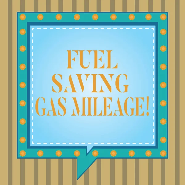Text sign showing Fuel Saving Gas Mileage. Conceptual photo Expending less money in vehicle expenses gas savings Square Speech Bubbles Inside Another with Broken Lines Circles as Borders.