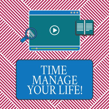 Kavramsal el zaman yönetmek Your Life gösterilen yazma. İş fotoğraf metin iyi her gün veya iş faaliyetleri Tablet Upload Video oyuncu ve Büyüteç Camı metin alanı planlama.