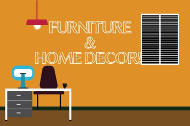 Mobilya ve ev dekorasyonu gösterilen Not yazma. İş fotoğraf vitrine iç tasarım yaratıcı modern ev dekorasyon Minimalist iç bilgisayar ve çalışma alanı içinde bir odası.