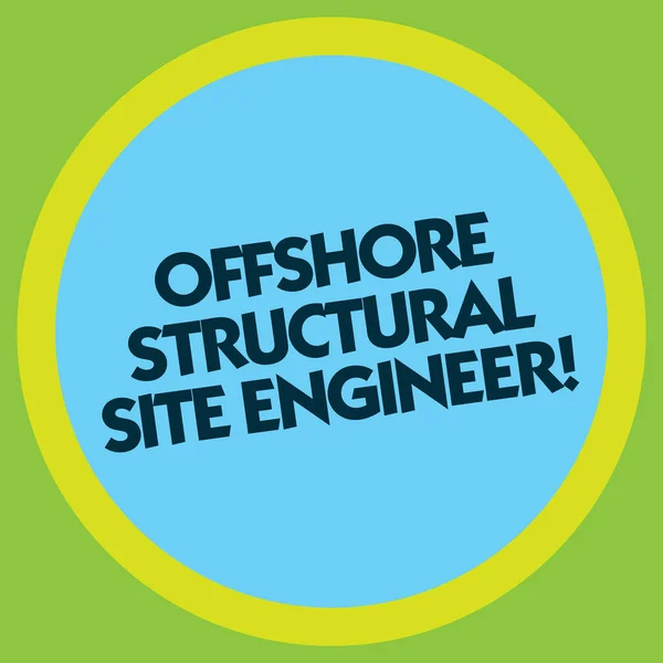 Writing note showing Offshore Structural Site Engineer. Business photo showcasing Oil and gas industry engineering Circle with Border Multi Color Round Shape photo with Empty Text Space.