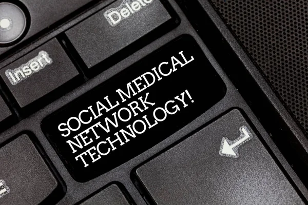 Handwriting text writing Social Medical Network Technology. Concept meaning Online modern networking connection Keyboard key Intention to create computer message pressing keypad idea.