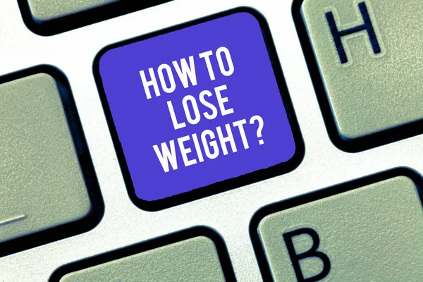 Writing note showing How To Lose Weightquestion. Business photo showcasing Strategies to get fitter stop being fat Keyboard Intention to create computer message keypad idea.
