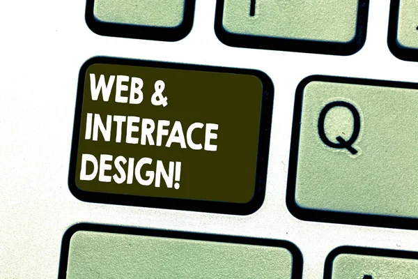 Text znamení ukazující webdesign a rozhraní. Konceptuální fotografie webové stránky designérů online stránky vývoj klávesová záměr vytvořit počítač zprávy stisknutí klávesy klávesnice myšlenka. — Stock fotografie