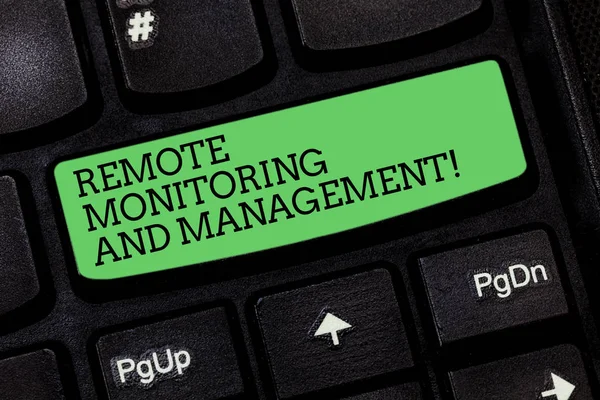 Word writing text Remote Monitoring And Management. Business concept for Long distance monitor data analysisager Keyboard key Intention to create computer message pressing keypad idea. — Stock Photo, Image