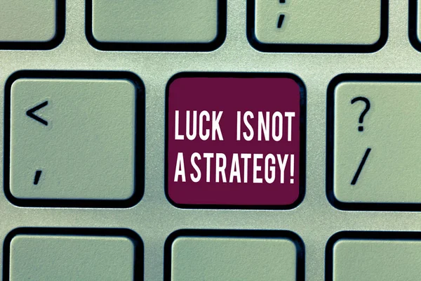 Writing note showing Luck Is Not A Strategy. Business photo showcasing It is not being Lucky when planned intentionally Keyboard Intention to create computer message keypad idea.