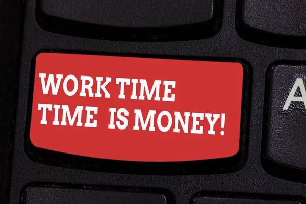 Word writing text Work Time Time Is Money. Business concept for Be fast to accomplish more work efficiently Keyboard key Intention to create computer message pressing keypad idea.