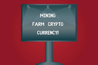 Madenciliği çiftlik kripto para birimi gösterilen Not yazma. Dijital para iş boş lamba ışıklı renk tabela açık reklamları fotoğraf Mounted tek ayak üzerinde ticaret bloğu zinciri vitrine iş fotoğraf.