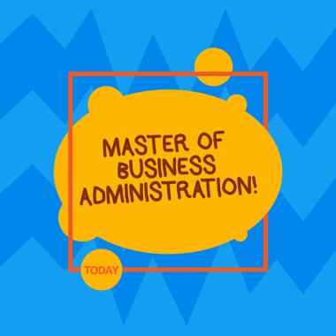 Metin yazma Master Of Business Administration kelime. İş kavramı sonrası lisansüstü eğitim için asimetrik boş Oval fotoğraf soyut şeklin içine bir kare anahat finanse etmektedir..