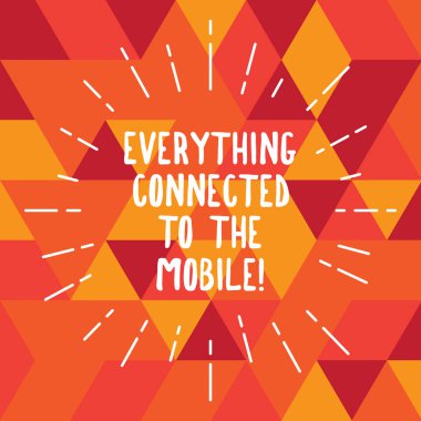 Word metin her şeyi bağlı mobil yazma. İş kavramı cihazınızdaki tüm Online iletişim için ince ışın satırları yayılan Sunburst Dash fotoğraf Radiating hareket.