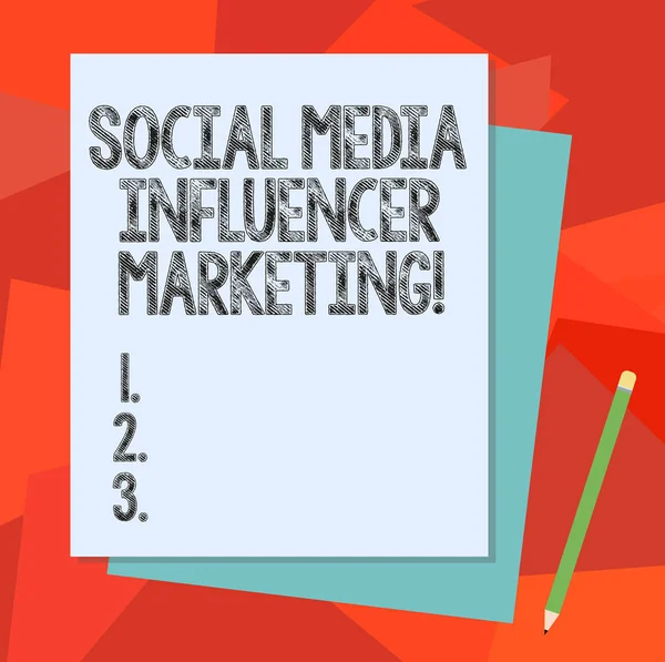 Text sign showing Social Media Influencer Marketing. Conceptual photo Blogger online modern advertising Stack of Blank Different Pastel Color Construction Bond Paper and Pencil.