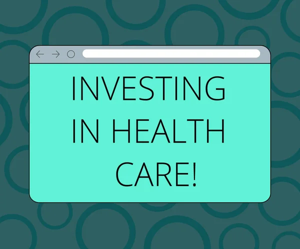 Writing note showing Investing In Health Care. Business photo showcasing Make investments in wellbeing medical insurance Monitor Screen with Progress Control Bar Blank Text Space.