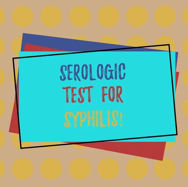 Writing note showing Serologic Test For Syphilis. Business photo showcasing Laboratory tests for sexual transmission disease Pile of Blank Rectangular Outlined Different Color Construction Paper.