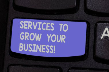 Hizmetler için Grow Your iş gösterilen metin işareti. Kavramsal fotoğraf büyük yüksek kalite yardım şirketleri klavye tuşuna basarak tuş takımı fikir bilgisayar ileti oluşturmak için niyet için.