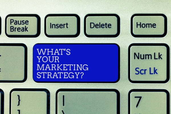 Escritura Manual Conceptual Que Muestra Cuál Pregunta Estrategia Marketing Exhibición — Foto de Stock