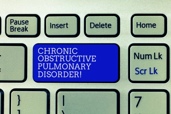 "Conceptual hand writing showing Chronic Obstructive Pulmonary Disorder. Photo d'affaires montrant le traitement médical de la maladie nécessaire Clavier Intention de créer une idée de clavier de message informatique . — Photo