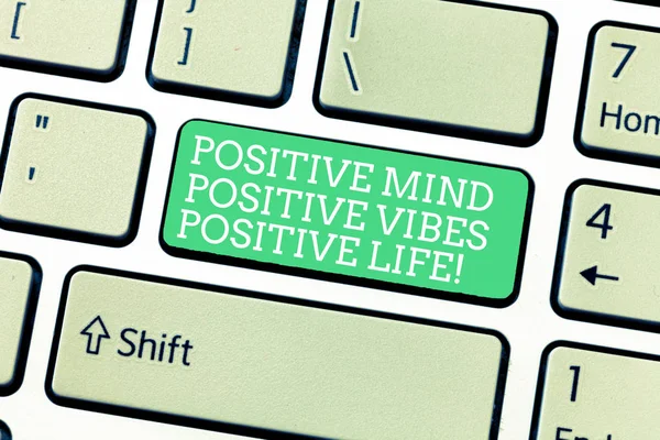 Word writing text Positive Mind Positive Vibes Positive Life. Business concept for Motivation inspiration to live Keyboard key Intention to create computer message, pressing keypad idea.