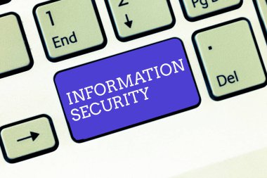 Bilgi Güvenliğini gösteren bir not yazıyorum. INFOSEC 'in İş Fotoğrafları İzinsiz Erişimin Korunmasını Önlüyor