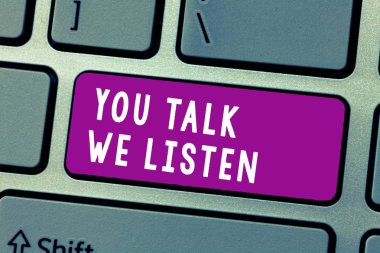 Kavramsal el sen konuş biz dinle gösteren yazma. İş fotoğraf metin iki şekilde iletişim motivasyonel görüşme