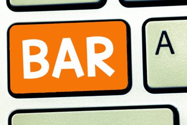 Bar yazma el yazısı metin. Kavram anlam Restoran Cafe içinden içecekler servis edilir