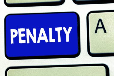 Ceza gösterilen Not yazma. İş fotoğraf ceza vitrine bir hukuk kuralı veya sözleşme spor terim kırma için dayatılan