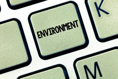 Kavramsal el çevre gösterilen yazma. Çevre koşulları vitrine iş fotoğraf gösteren bir hayvan veya bitki nızın içinde