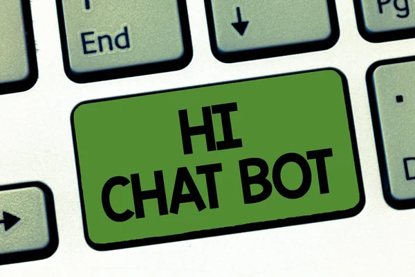 Hi Chat Bot gösterilen metin işareti. Kavramsal fotoğraf gönderilmiş bir iletiyi cevap vermeyen robot makine için tebrik — Stok fotoğraf