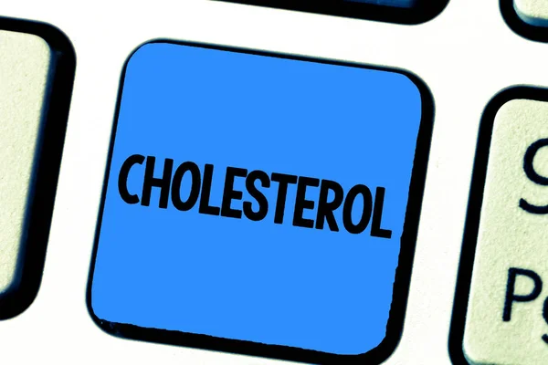 A kézírás szöveg írása koleszterin. Koncepció, azaz szteroid jelen lévő állati sejtek és testfolyadékok alkohol — Stock Fotó