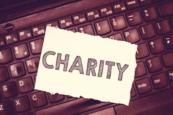 概念的な手書きの慈善団体を示します。組織支援ビジネス写真テキストはサポートの必要性を示すための資金を調達します。 — ストック写真