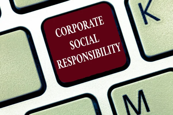기업의 사회적 책임을 보여주는 텍스트 기호. 개념 사진 내부 기업 정책 및 윤리 전략 — 스톡 사진