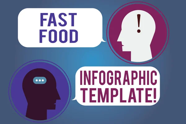 Word metin Fast Food Infographic şablon yazma. İş kavramı için tasarım diyagramları için vermek bilgi Messenger oda başkanları konuşma kabarcıklar noktalamalar Mark sohbet simgesiyle. — Stok fotoğraf