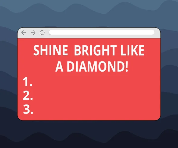 Writing Obs visar Shine Bright som en diamant. Företag foto skylta vara alltid glada lysande glamorösa skärmen med framsteg kontroll Bar Text blanksteg. — Stockfoto